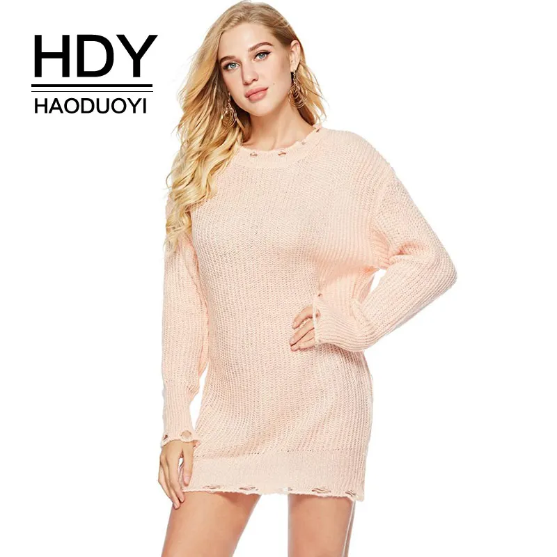 HDY Haoduoyi 2018 зима длинный свитер Для женщин Свободные Повседневное кисточкой