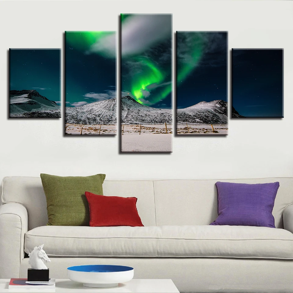 Modern Living Room Wall Decor Modular Canvas Pictures 5 Pieces Aurora Mountain Night View Painting HD Printing Art Poster Framed
Modern Living Room Wall Decor Modular Canvas Pictures 5 Pieces Aurora Mountain Night View Painting HD Printing Art Poster Framed