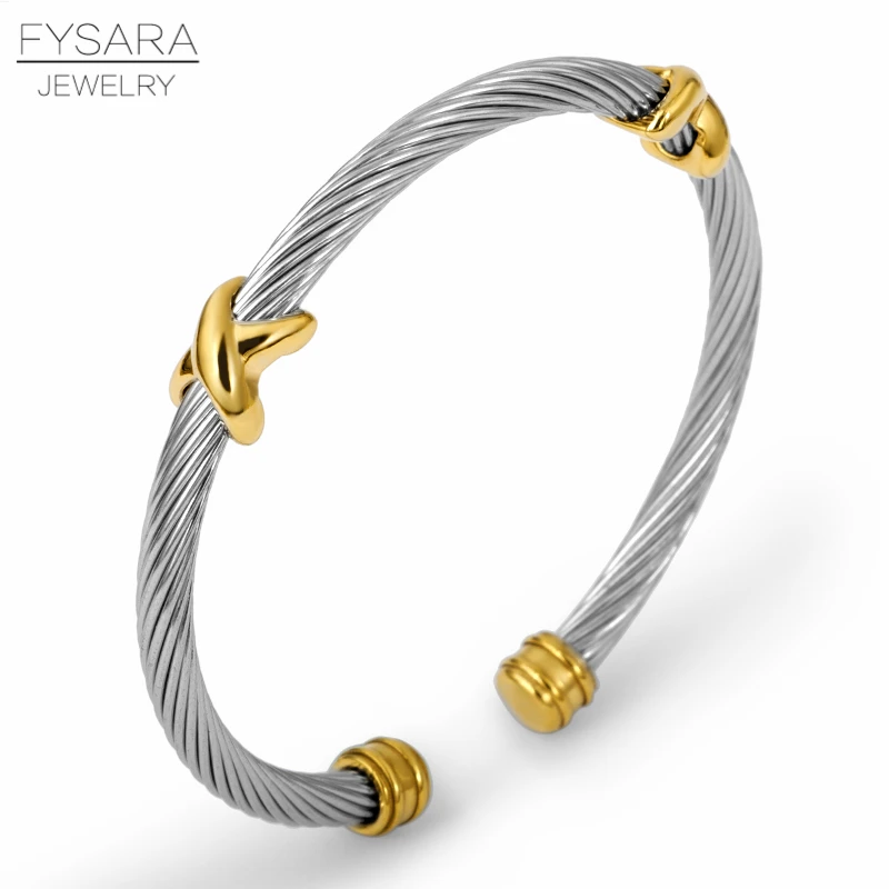 FYSARA Lady Cross Bangle Charm Stainless Steel Silver Stripe Wire Chain Cable Bracelet Men Cuff Bracelet For Women Party Jewelry
FYSARA Lady Cross Bangle Charm Stainless Steel Silver Stripe Wire Chain Cable Bracelet Men Cuff Bracelet For Women Party Jewelry