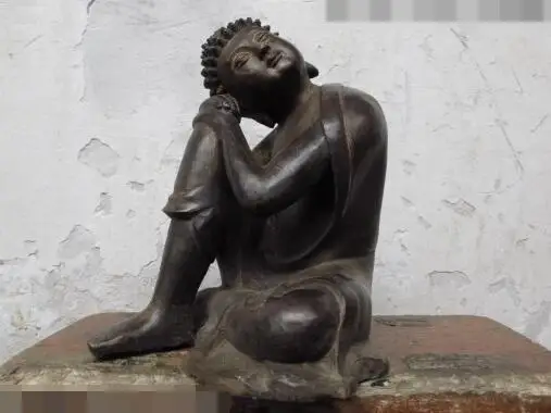 S03439 China buddhism folk bronze copper rest ponder Shakyamuni buddha tathagata Statue
S03439 China buddhism folk bronze copper rest ponder Shakyamuni buddha tathagata Statue