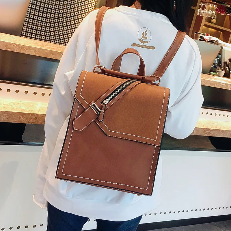 vintage frosted fashion street backpack Big cover Shoulder bag female oblique zipper personalized decorative student bag
vintage frosted fashion street backpack Big cover Shoulder bag female oblique zipper personalized decorative student bag