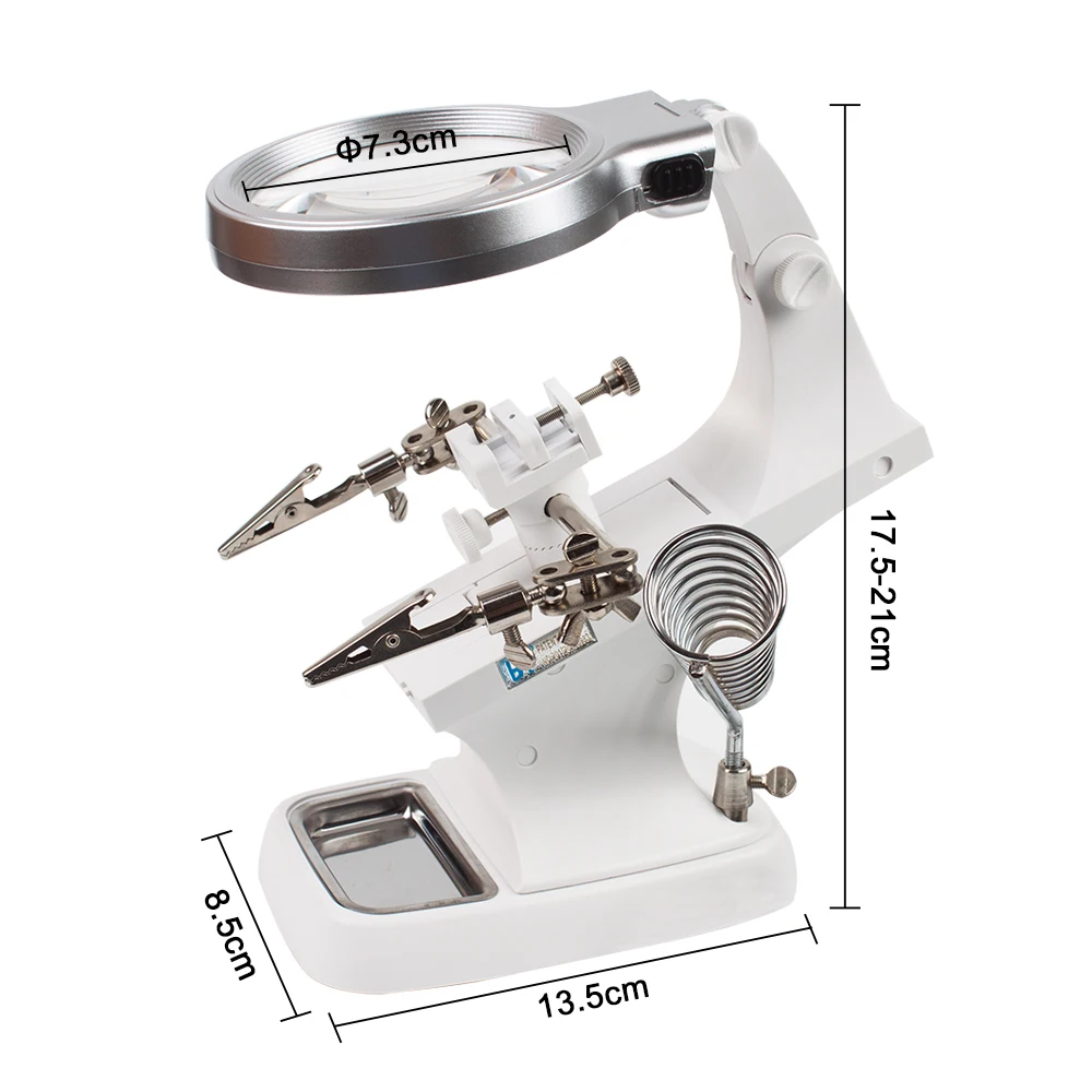 Adjustable 3 Hand Soldering Iron Stand Welding Magnifier With Illuminated Glasses LED Alligator Clip Holder Clamp
Adjustable 3 Hand Soldering Iron Stand Welding Magnifier With Illuminated Glasses LED Alligator Clip Holder Clamp