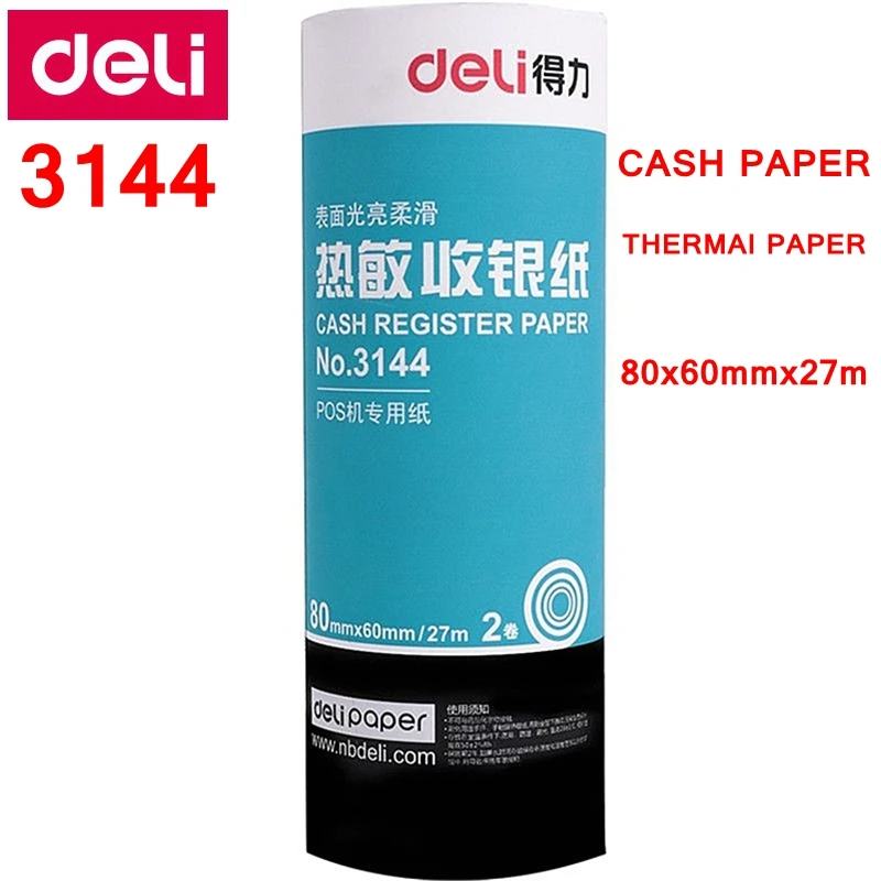1 ROLL Deli 3144 Cash register Paper roll 80x60mmx27m thermal paper heat sensitive paper thermal Cash paper for CASH machine
1 ROLL Deli 3144 Cash register Paper roll 80x60mmx27m thermal paper heat sensitive paper thermal Cash paper for CASH machine