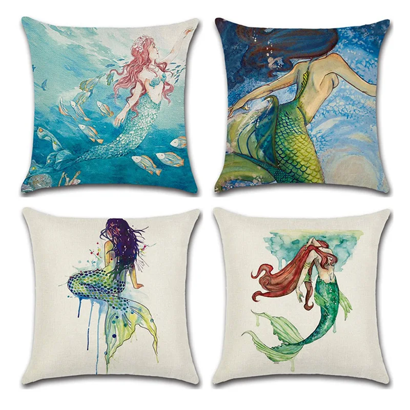 New Mermaid Cartoon Cushion Cover Printed Soft Linen Throw Pillowcase for living room Seat Waist Pillow Decorative funda cojin
New Mermaid Cartoon Cushion Cover Printed Soft Linen Throw Pillowcase for living room Seat Waist Pillow Decorative funda cojin