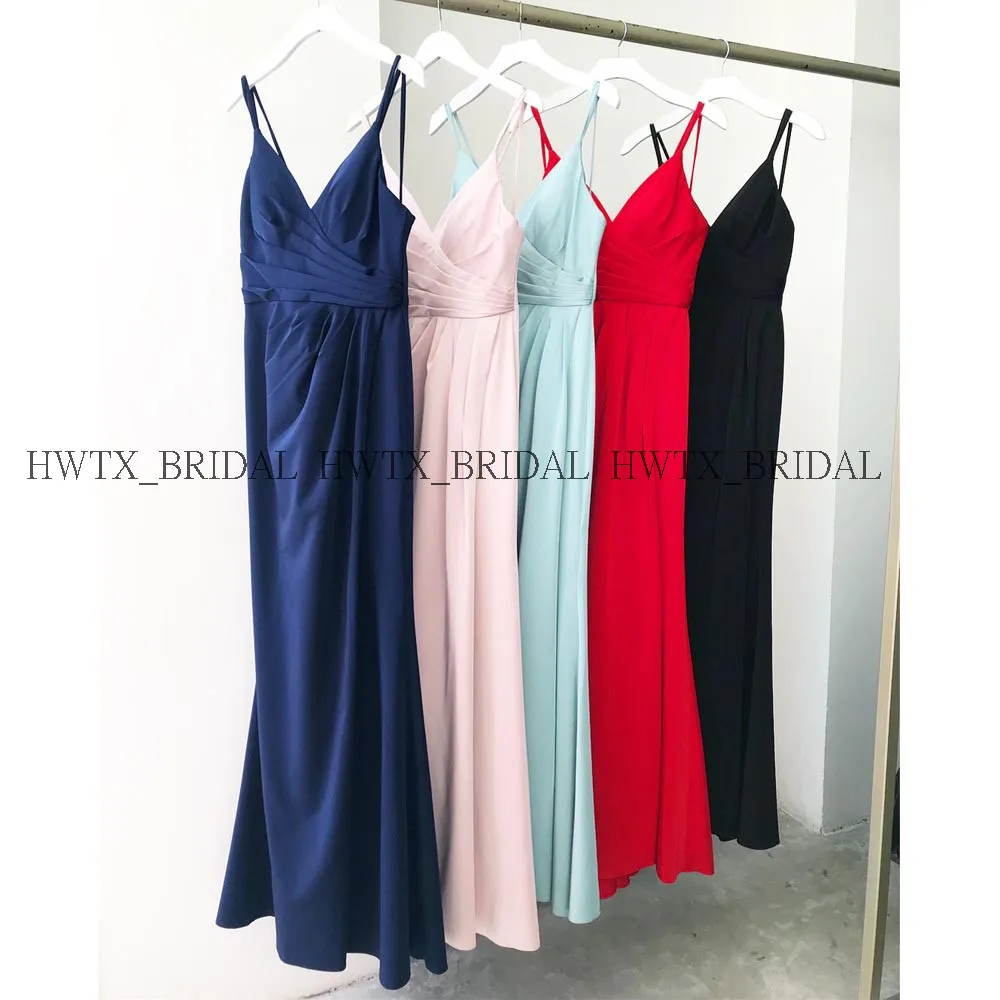 Cheap Simple Long Bridesmaid Dresses 2019 Red Pink Black Spaghetti Straps Backless Slit Mermaid Wedding Guest Dress Party Gown
Cheap Simple Long Bridesmaid Dresses 2019 Red Pink Black Spaghetti Straps Backless Slit Mermaid Wedding Guest Dress Party Gown