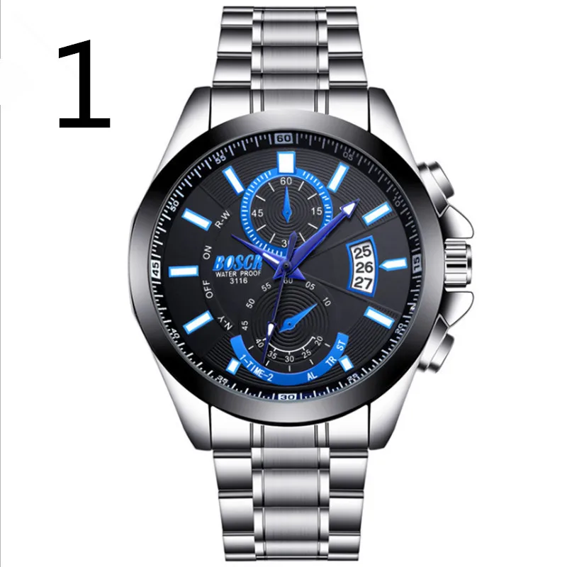 men's watch all stainless steel gold quartz watch brand name men's watch waterproof 19#
