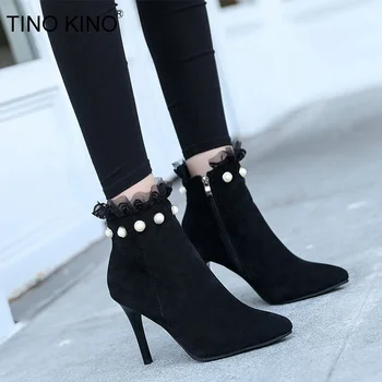 Women Pointed Toe Pearl Zipper Ankle Boots Lace Pump Sexy Thin High Heels Female Autumn Ladies Flock Elegant Fashion Shoes
Women Pointed Toe Pearl Zipper Ankle Boots Lace Pump Sexy Thin High Heels Female Autumn Ladies Flock Elegant Fashion Shoes