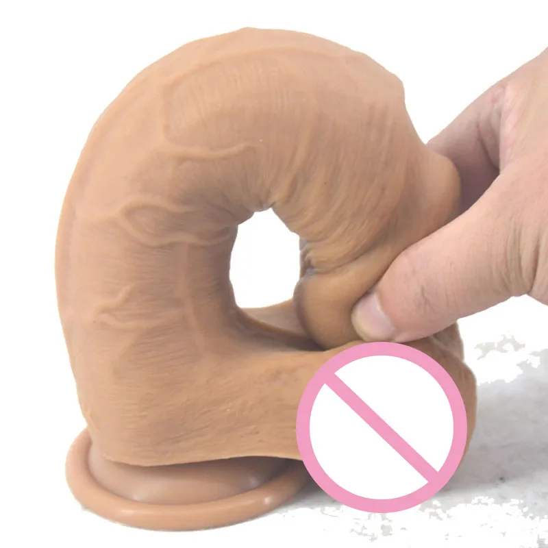 Double layer silicone huge dildo imitation realistic penis suction cup sex toys for women masturbation insert vagina plug