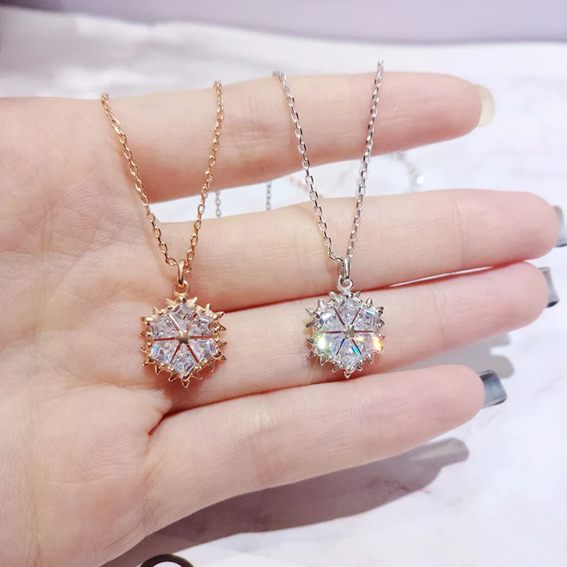 

2019 Hot Sale Crystal from Austrian Romantic zircon pendant clavicle necklace Women Temperament snowflake necklace For Christmas