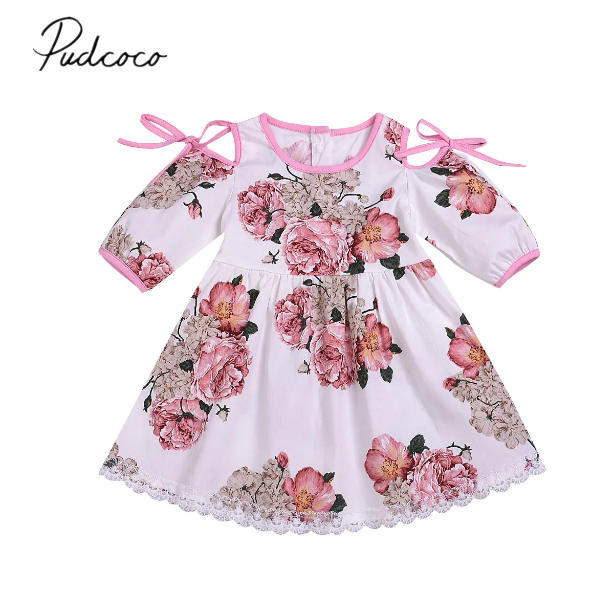 Одежда для малышей кружевное платье принцессы с цветочным рисунком маленьких