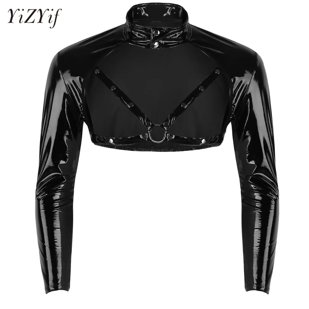 YiZYiF Sexy Mens Wetlook Leather Muscle Tank Top Gay Male Clubwear Stage Costume Shiny Long Sleeve Crop Tops With Studded Button
YiZYiF Sexy Mens Wetlook Leather Muscle Tank Top Gay Male Clubwear Stage Costume Shiny Long Sleeve Crop Tops With Studded Button