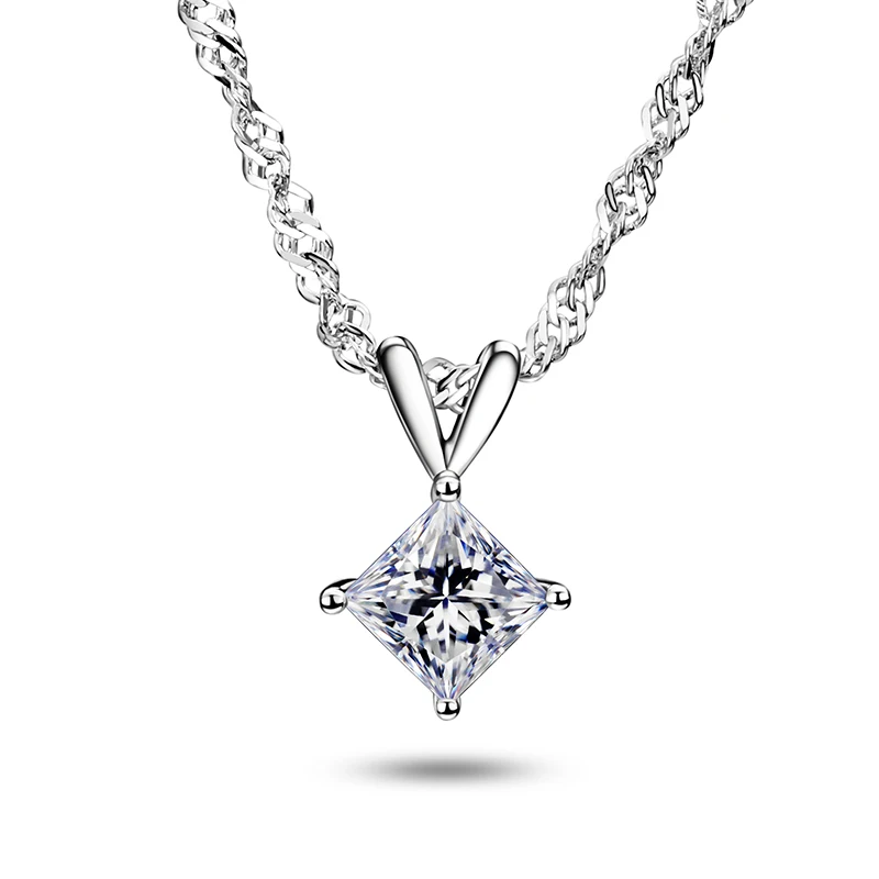 Fashion Slide Wedding Water Wave Chain Pendant 18K White Gold 1 Carat Square Shape Moissanite Diamond Necklace Gifts for Women
Fashion Slide Wedding Water Wave Chain Pendant 18K White Gold 1 Carat Square Shape Moissanite Diamond Necklace Gifts for Women