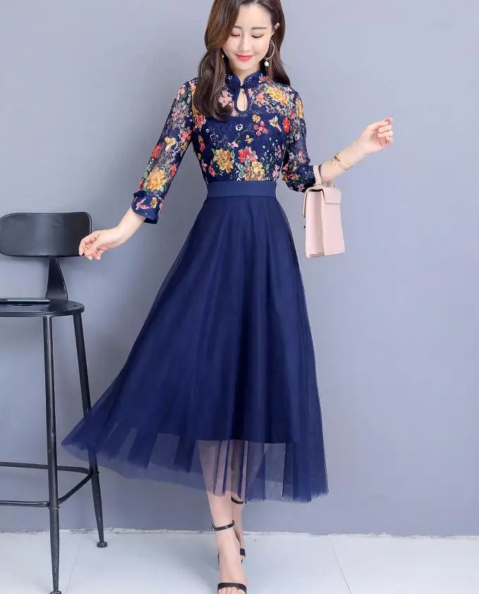 High Quality Plus Size M-3XL 2019 Summer Hot Sale Flower Printed Stand Collar Three-quarter Sleeve Woman Lace Gauze Long Dress
High Quality Plus Size M-3XL 2019 Summer Hot Sale Flower Printed Stand Collar Three-quarter Sleeve Woman Lace Gauze Long Dress