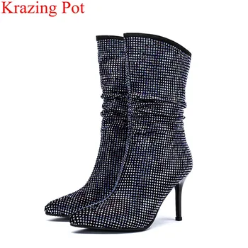 new arrival big size sweet super high nightclub women mid-calf boots office lady bling warm pointed toe style winter shoes L45
new arrival big size sweet super high nightclub women mid-calf boots office lady bling warm pointed toe style winter shoes L45