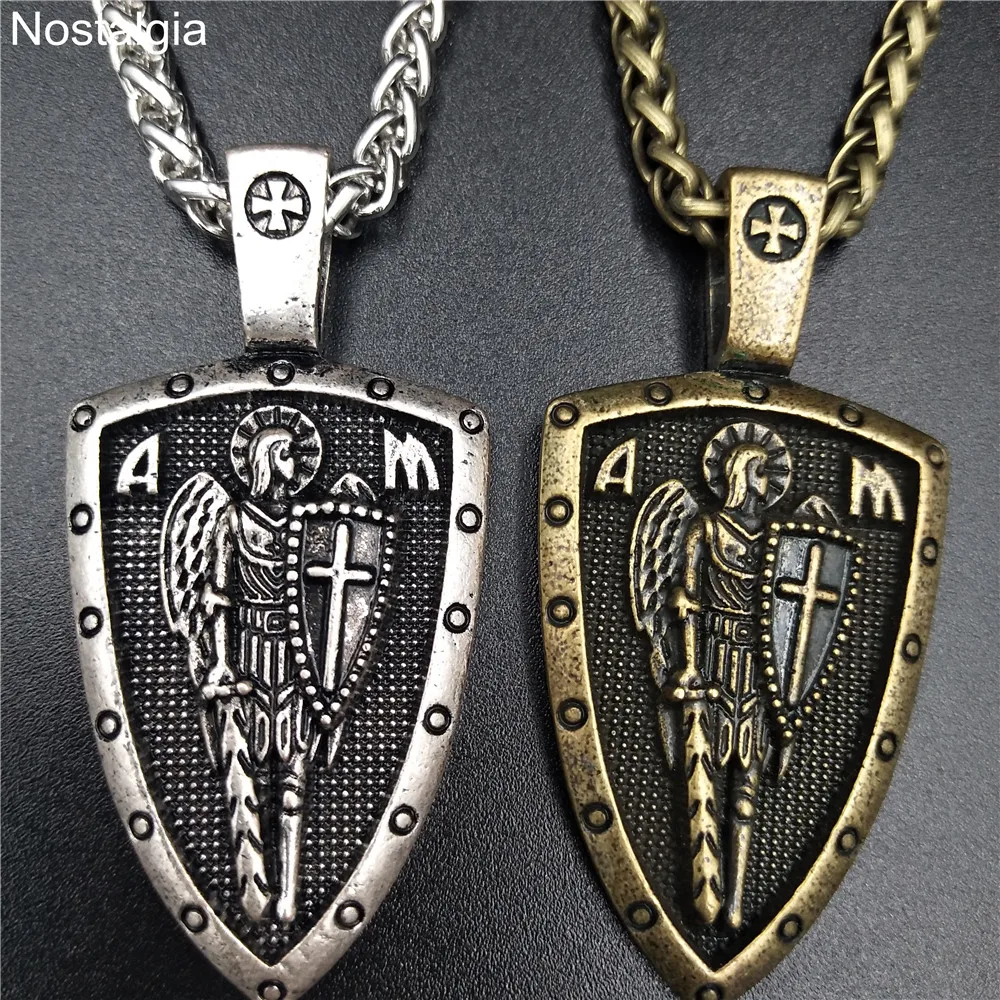 Nostalgia ARCHANGEL ST.MICHAEL PROTECT US Cross Shield Medal Amulet Pendant Necklace
Nostalgia ARCHANGEL ST.MICHAEL PROTECT US Cross Shield Medal Amulet Pendant Necklace