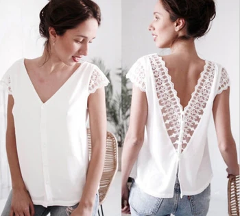 Top Loose Backless Lace V-neck Shirts arrival Ladies Casual Blouse Tops Shirt Women Short Sleeve Blouse Summer Clothes
Top Loose Backless Lace V-neck Shirts arrival Ladies Casual Blouse Tops Shirt Women Short Sleeve Blouse Summer Clothes