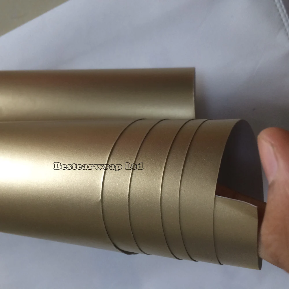 champagne satin matt vinyl car wrap Metallic light gold Car wrap stickers (3)