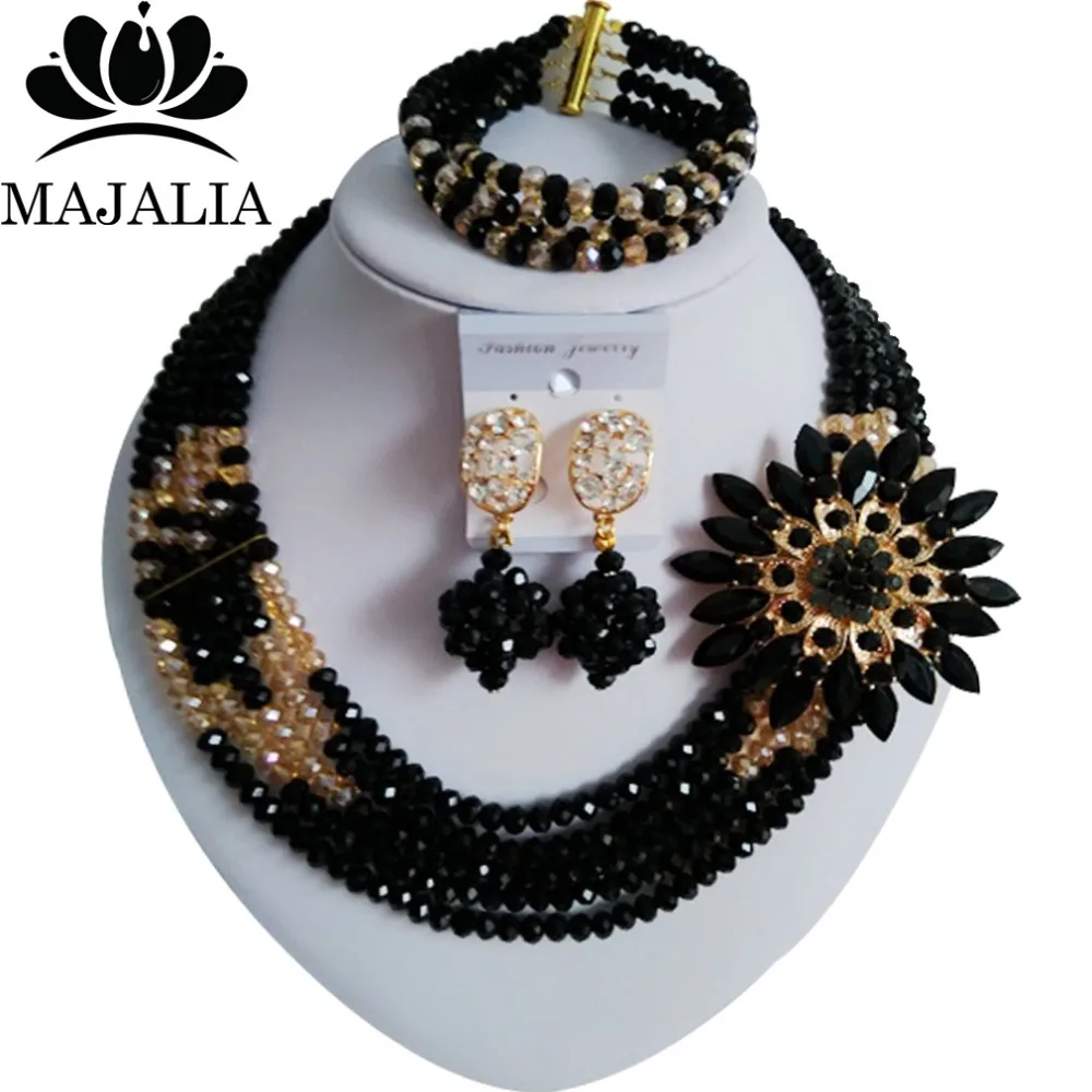 Majalia Fashion Nigeria Wedding African Beads Jewelry Set Black and Gold ab Crystal Necklace Bridal Jewelry Sets 5VU029
Majalia Fashion Nigeria Wedding African Beads Jewelry Set Black and Gold ab Crystal Necklace Bridal Jewelry Sets 5VU029