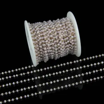 2x3mm Small Pink AB Glass Faceted Rondelle Beaded Chains Jewelry,Tiny Glass Beads Plated Brass Wire Wrapped Rosary Chain Supply 
2x3mm Small Pink AB Glass Faceted Rondelle Beaded Chains Jewelry,Tiny Glass Beads Plated Brass Wire Wrapped Rosary Chain Supply