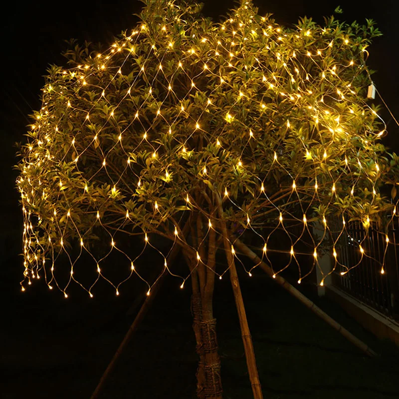 1.5mx1.5m 96LED garden outdoor Net Mesh Fairy web String Light twinkle lamp Lighting Christmas Xmas Wedding Garland Party Decor 4 color choose (9)