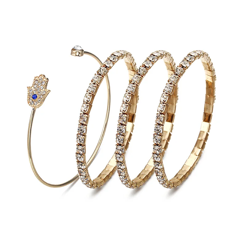 Gold Color Clear Crystal 4pcs / set Charm Bracelets & Bangles For Women Star With Palm Bangle Jewelry Wholesale Bracelets NS22
Gold Color Clear Crystal 4pcs / set Charm Bracelets & Bangles For Women Star With Palm Bangle Jewelry Wholesale Bracelets NS22