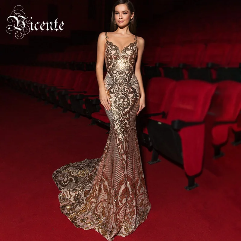 Vicente 2019 Hot Elegant Floral Sequins Design Sexy Spaghetti Strap V Neck Mesh Splicing Celebrity Party Floor-Length Dress
Vicente 2019 Hot Elegant Floral Sequins Design Sexy Spaghetti Strap V Neck Mesh Splicing Celebrity Party Floor-Length Dress