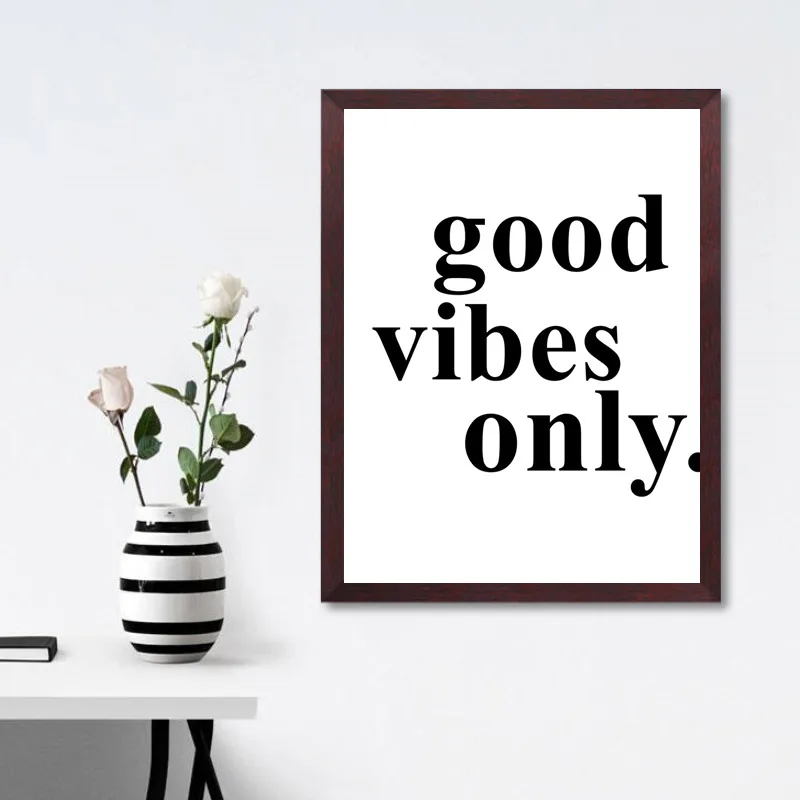 Modern black white good vibes only quote art canvas poster prints wall painting for living room home decor no frame AP0030
Modern black white good vibes only quote art canvas poster prints wall painting for living room home decor no frame AP0030