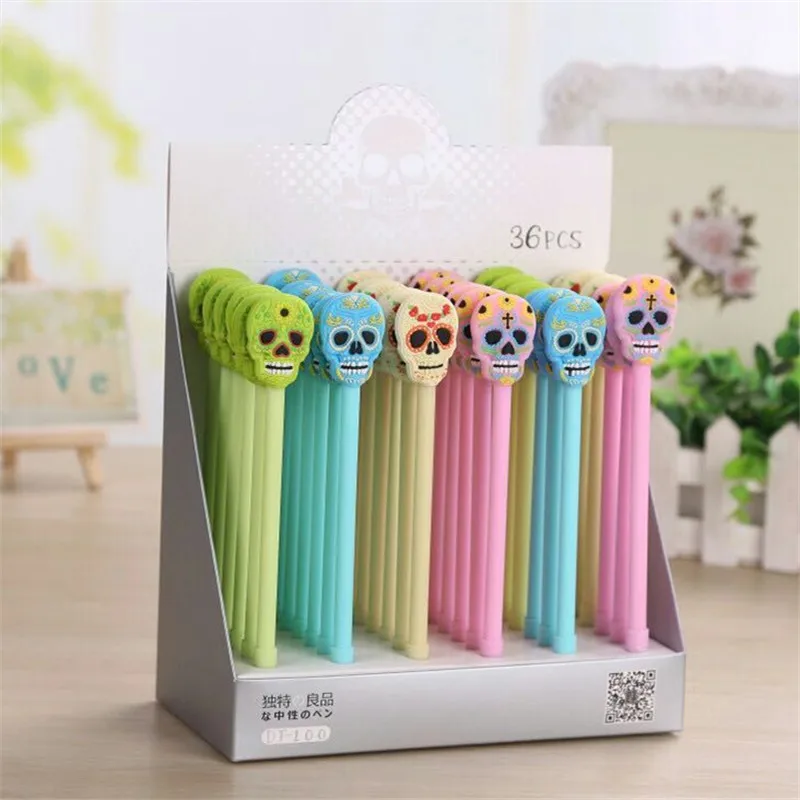 36 pcs Gel Pens Skull flexible glue colored kawaii gift gel-ink pens pens for writing Cute stationery office school supplies
36 pcs Gel Pens Skull flexible glue colored kawaii gift gel-ink pens pens for writing Cute stationery office school supplies
