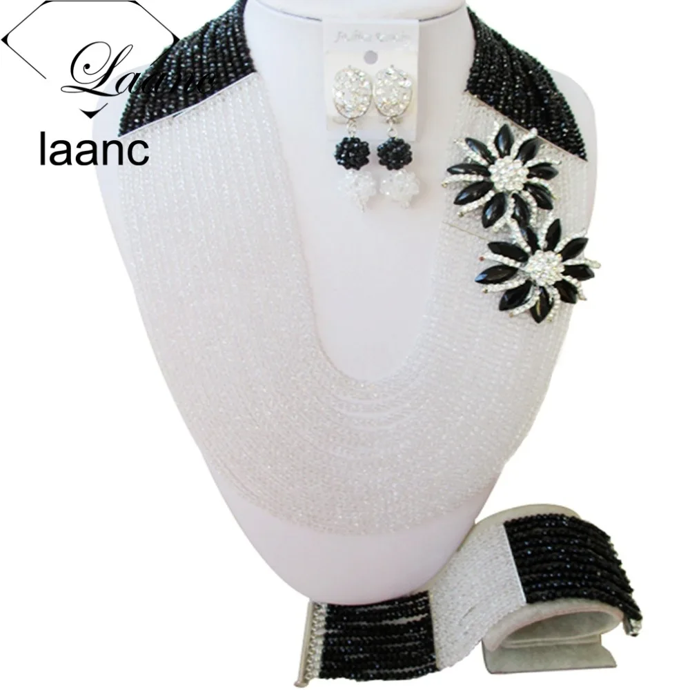 Brand Laanc Trendy Bridal Jewelry Set Christmas Gift African Wedding Beads Crystal Black Clear AB 4mm 22inches Long AL173
Brand Laanc Trendy Bridal Jewelry Set Christmas Gift African Wedding Beads Crystal Black Clear AB 4mm 22inches Long AL173