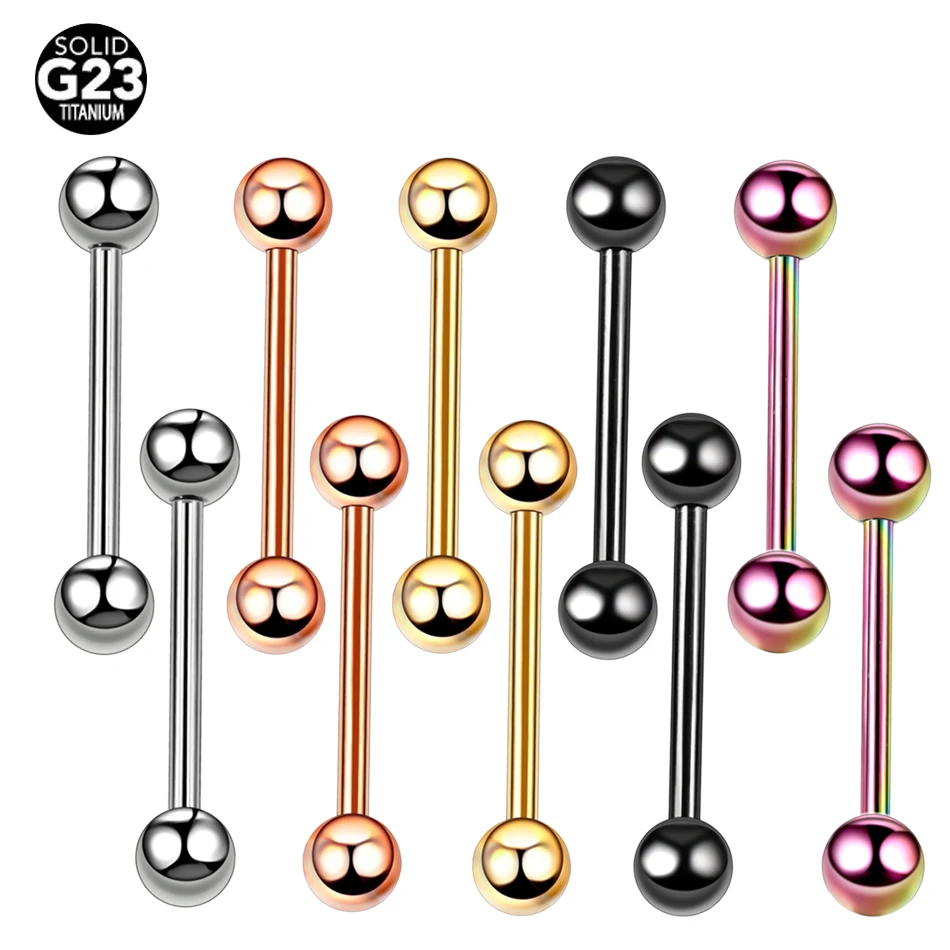 

1PC G23 Titanium Tongue Piercings 14G Anodized Titanium Nipple Barbell Piercings Mamilo Piercing Langue Rings Bars Body Jewelry