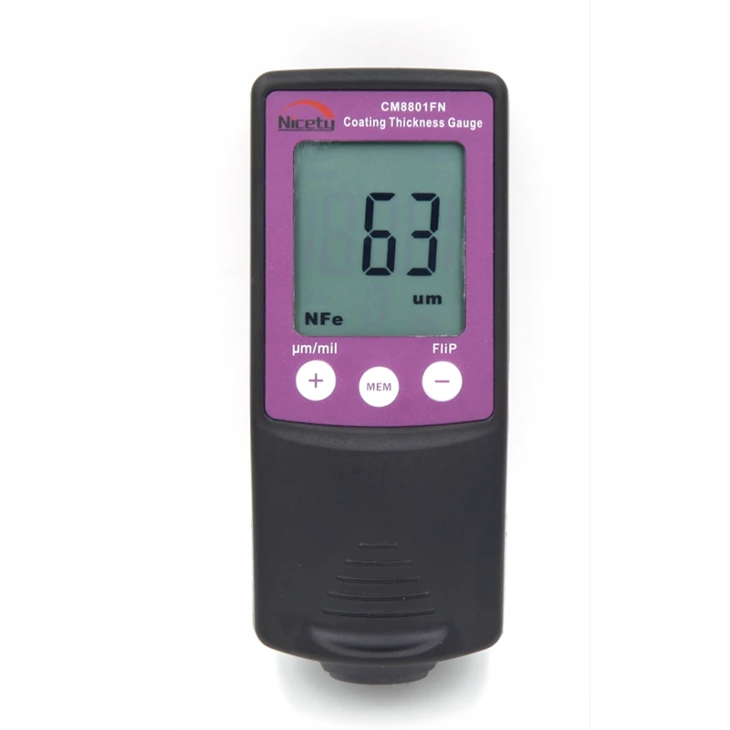 Nicety CM8801FN Coating Thickness Gauge 0-1250um LCD Car Auto Metal Painting Thickness Meter Data Hold Mils/Microns Selectable
Nicety CM8801FN Coating Thickness Gauge 0-1250um LCD Car Auto Metal Painting Thickness Meter Data Hold Mils/Microns Selectable