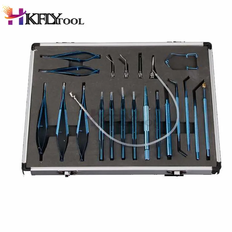 21pcs Intraocular Set Surgical Instrument Titanium Alloy Eye Ophthalmic Cataract & Eye Micro Surgery Tools
21pcs Intraocular Set Surgical Instrument Titanium Alloy Eye Ophthalmic Cataract & Eye Micro Surgery Tools