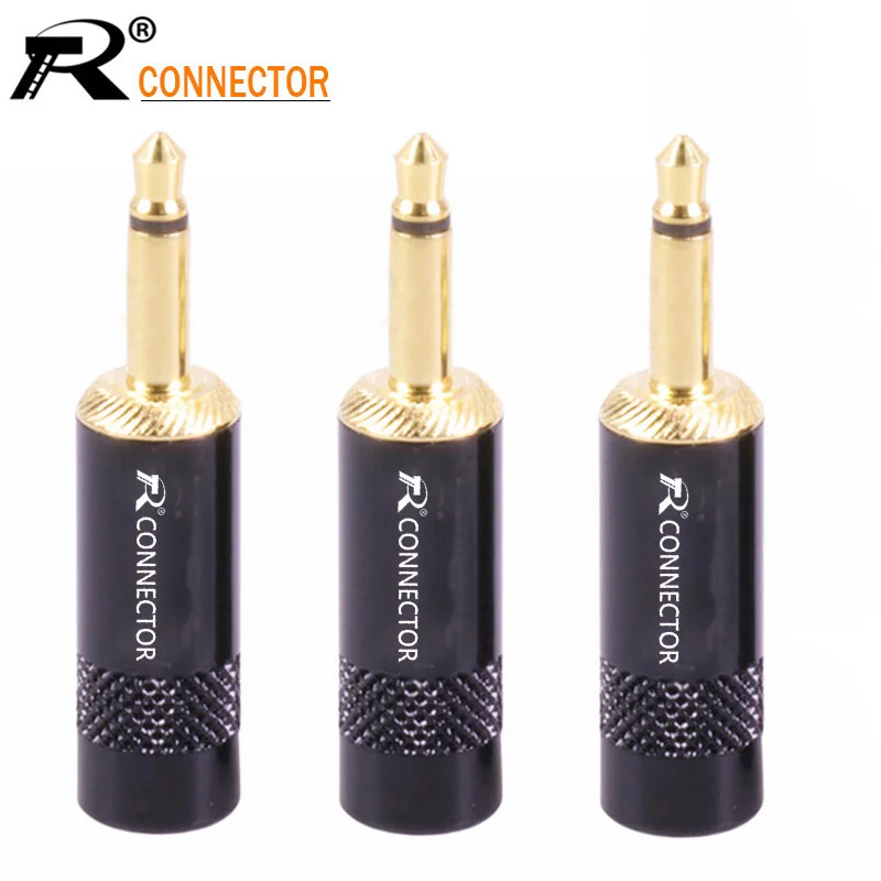 

10pcs/lot 2 Pole 3.5mm Mono Male Plug Gold Plated Mono Jack 3.5mm Wire Connector for 6MM Cable Headphone Earphone DIY