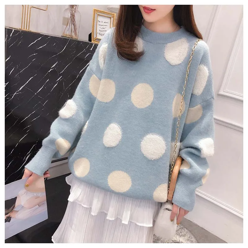 2018 New Autumn Winter Harajuku Dot Sweaters Women Loose Print Pullover Sweater Female Jumpers Laxy wind Sweet Knitwear
2018 New Autumn Winter Harajuku Dot Sweaters Women Loose Print Pullover Sweater Female Jumpers Laxy wind Sweet Knitwear