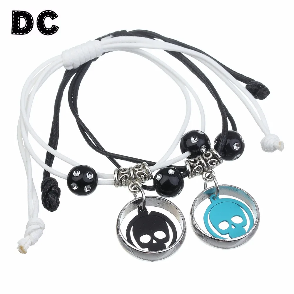 DC Lovers Bracelets 2pcs/lot With Skull Charms Bracelet Lace-up Wax Rope For Lovers Charming Fashion Jewelry Bangles Party Gift
DC Lovers Bracelets 2pcs/lot With Skull Charms Bracelet Lace-up Wax Rope For Lovers Charming Fashion Jewelry Bangles Party Gift