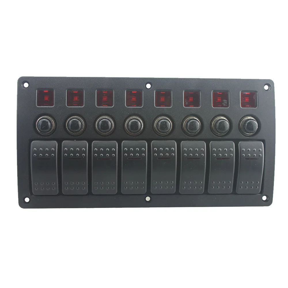 8 Gang red LED DC12/24V on-off Rocker Switch Panel and circuit breaker with label stickers for boat marine ATV trailer truck
8 Gang red LED DC12/24V on-off Rocker Switch Panel and circuit breaker with label stickers for boat marine ATV trailer truck