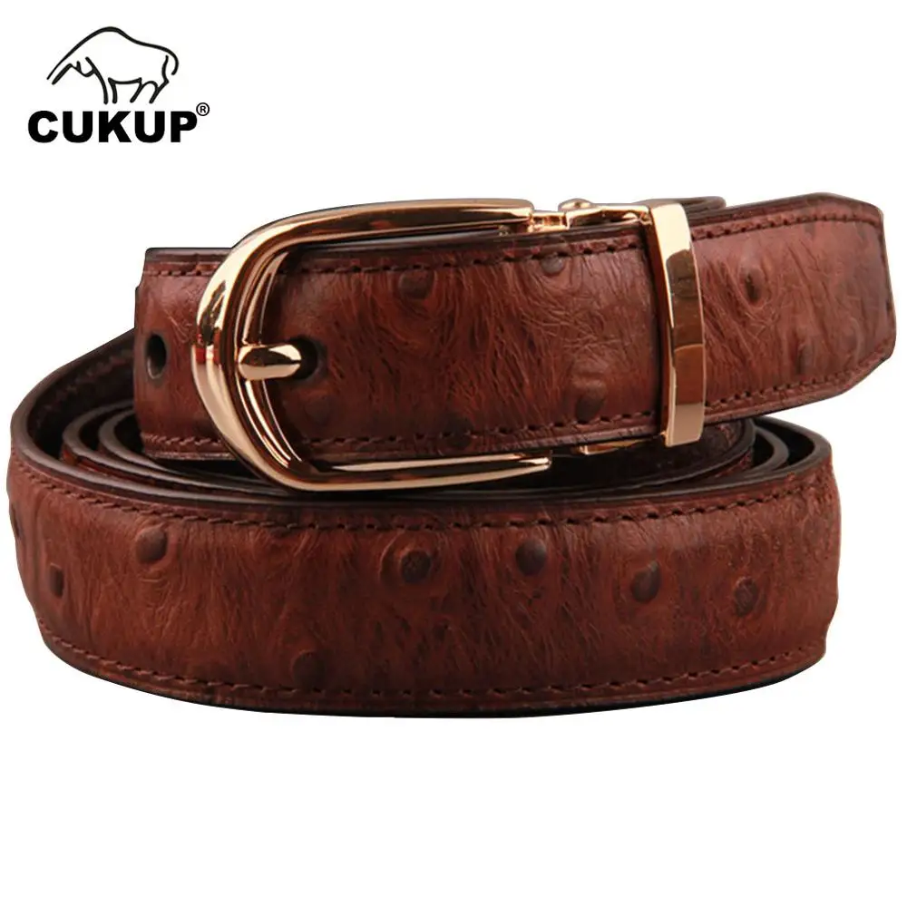 CUKUP Ladies Quality Ostrich Pattern Cow Genuine Leather Belt Pin Buckle 2.4cm Wide Dresses Jeans Accessories Women NCK453
CUKUP Ladies Quality Ostrich Pattern Cow Genuine Leather Belt Pin Buckle 2.4cm Wide Dresses Jeans Accessories Women NCK453