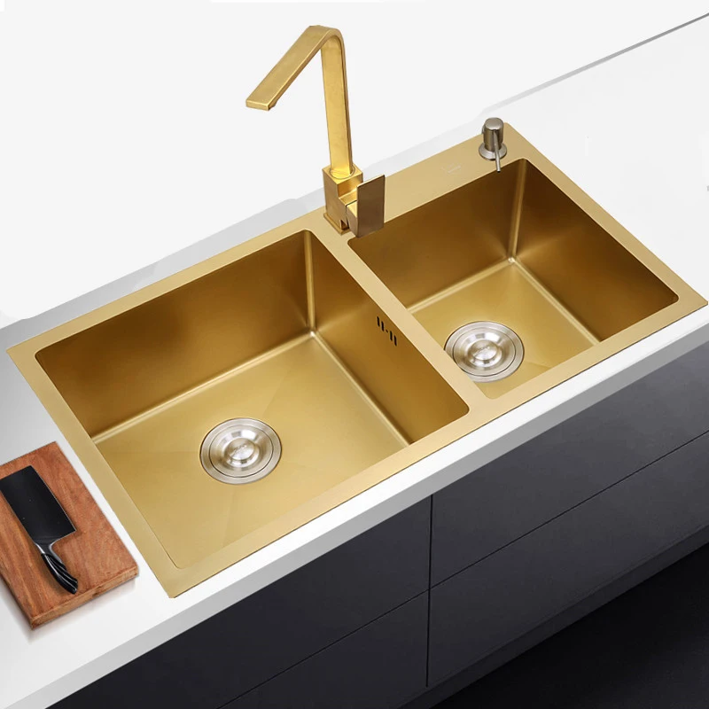 Golden kichen sink Stainless Steel double bowl above counter or udermount Vegetable Washing Sinks kitchen Golden 1.2mm gold sink
Golden kichen sink Stainless Steel double bowl above counter or udermount Vegetable Washing Sinks kitchen Golden 1.2mm gold sink