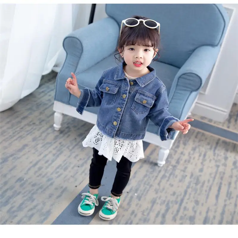 Baby girl 2019 spring new thin fashion personality trend denim jacket girls solid color lace denim shirt girl clothing
Baby girl 2019 spring new thin fashion personality trend denim jacket girls solid color lace denim shirt girl clothing