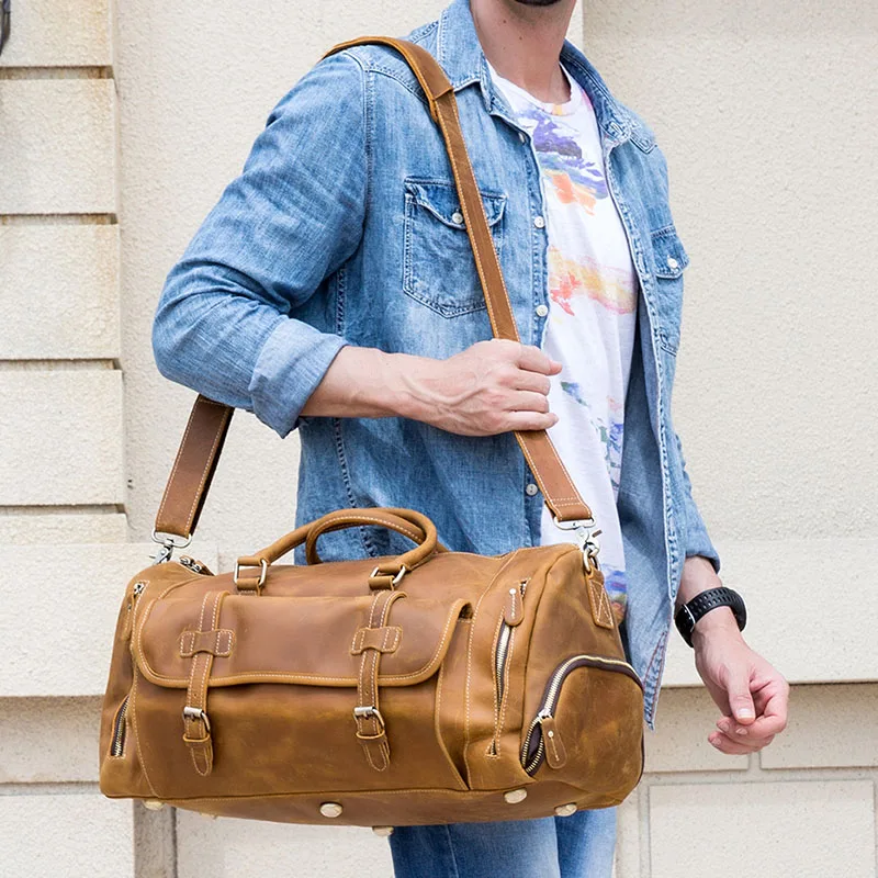 Men Travel Bag Crazy Horse Genuine Leather Travel Duffel Large Capacity Cowhide Carry On Luggage Bags Overnight Man Shoulder Bag
Men Travel Bag Crazy Horse Genuine Leather Travel Duffel Large Capacity Cowhide Carry On Luggage Bags Overnight Man Shoulder Bag