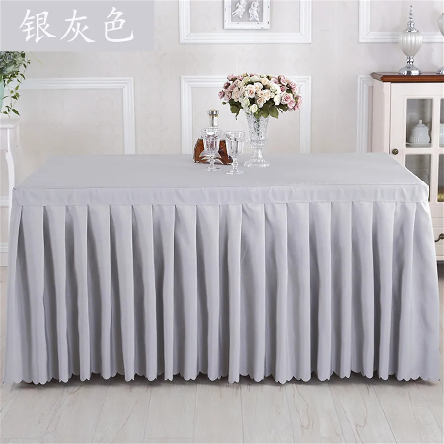 

Multi Size Rectangle Polyester Meeting Reception Table Skirt Hotel Banquet Wedding Party Decoration Table Cover