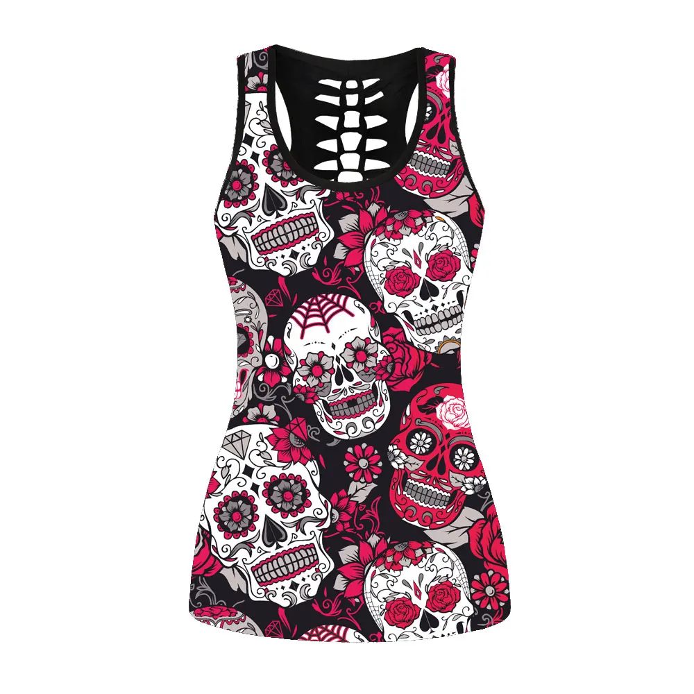 New Arrival Women Summer Top Red Flower Skull Print Hallow Out Back Design Plus Size Casual Women Vest S To 4xL
New Arrival Women Summer Top Red Flower Skull Print Hallow Out Back Design Plus Size Casual Women Vest S To 4xL