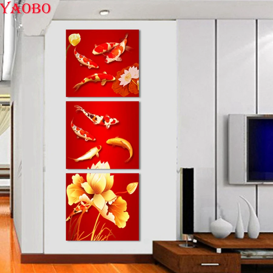 5D DIY Full Square round Diamond Painting Fish koi Lotus Rhinestone Mosaic Diamond Embroidery 3 pcs/set Cross Stitch Home Decor
5D DIY Full Square round Diamond Painting Fish koi Lotus Rhinestone Mosaic Diamond Embroidery 3 pcs/set Cross Stitch Home Decor