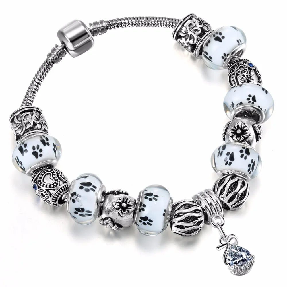 Cxwind Fashion Dog Footprint Flower Murano Glass&Crystal European Charm Beads Fits diy Style Heart Charms Bracelets for women
Cxwind Fashion Dog Footprint Flower Murano Glass&Crystal European Charm Beads Fits diy Style Heart Charms Bracelets for women