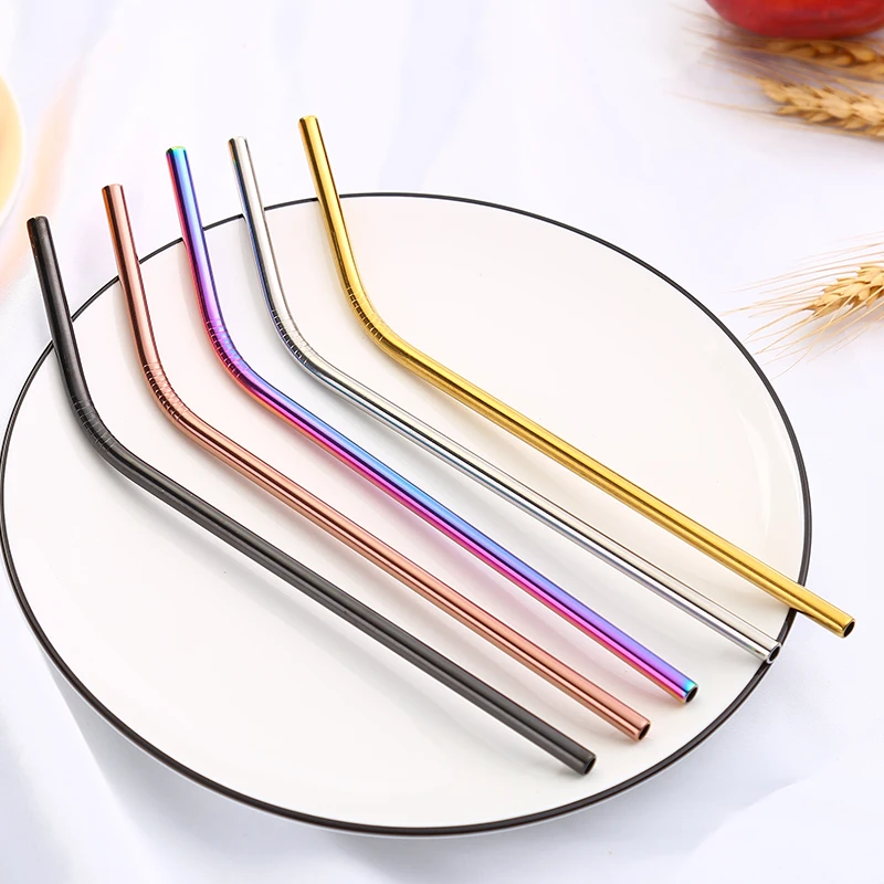 

Colorful Stainless Steel Drinking Straws Straight and Bent Reusable Filter With Brush DIY Tea Coffee Tools Party Bar Accessories