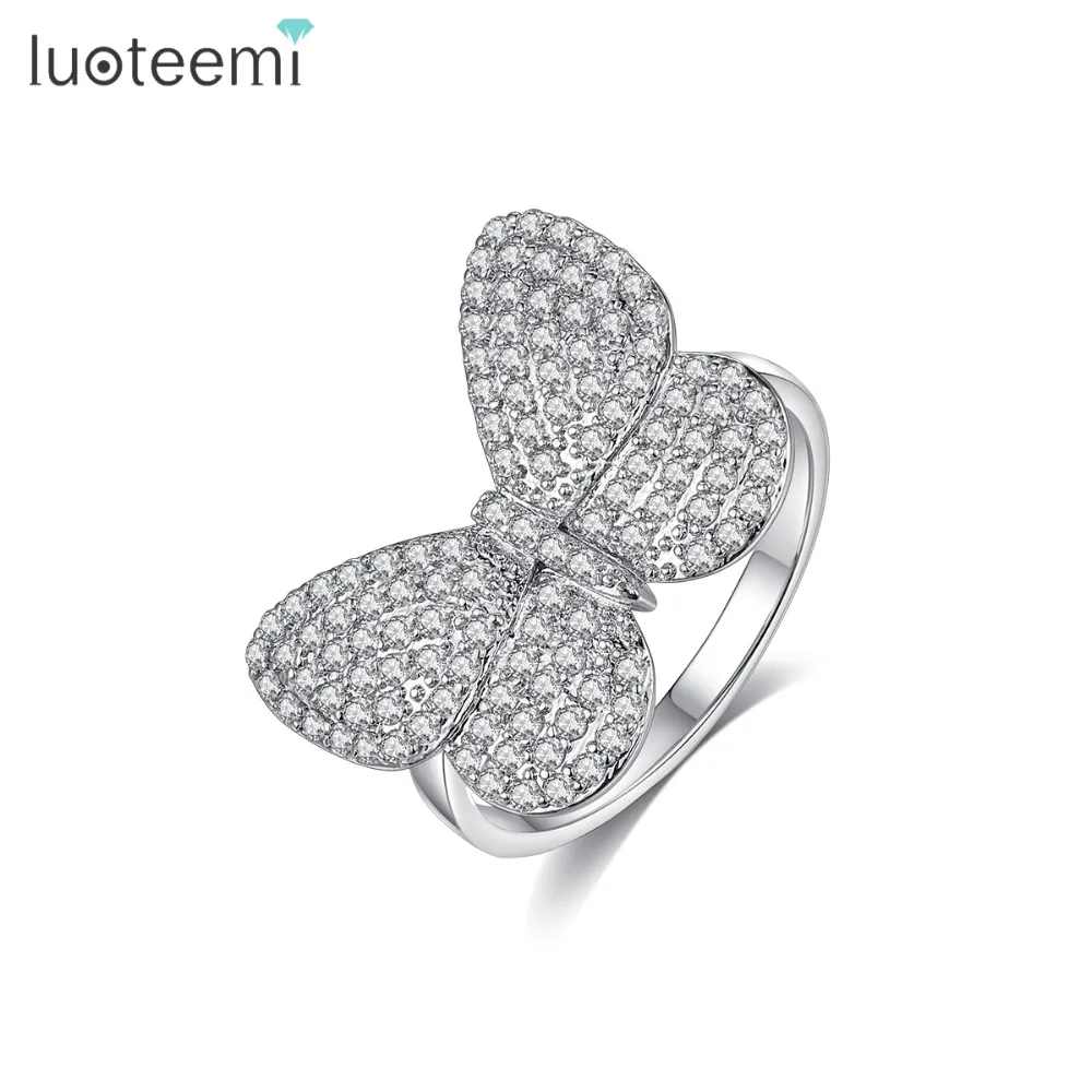 LUOTEEMI Romantic Butterfly Ring for Women Wedding Party Paved Shiny Pink or White Cubic Zircon Ring Bridal Fashion Jewelry Gift
LUOTEEMI Romantic Butterfly Ring for Women Wedding Party Paved Shiny Pink or White Cubic Zircon Ring Bridal Fashion Jewelry Gift