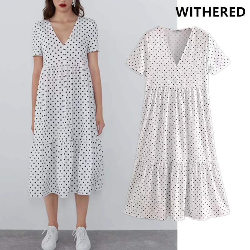 Withered autumn england simple polka dot v-neck pleated loose party dress women vestidos vestidos de fiesta de noche maxi dress
Withered autumn england simple polka dot v-neck pleated loose party dress women vestidos vestidos de fiesta de noche maxi dress