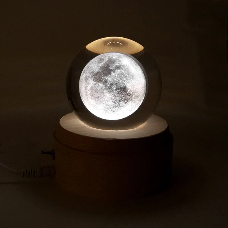 Moon Crystal Ball Wooden Luminous Night Lights (2)