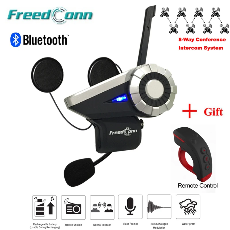T-Rex Full Duplex Motorcycle Group Talk System 1500M 8-Way BT Interphone FM Radio Bluetooth Helmet Intercom Headset+Extra remote
T-Rex Full Duplex Motorcycle Group Talk System 1500M 8-Way BT Interphone FM Radio Bluetooth Helmet Intercom Headset+Extra remote
