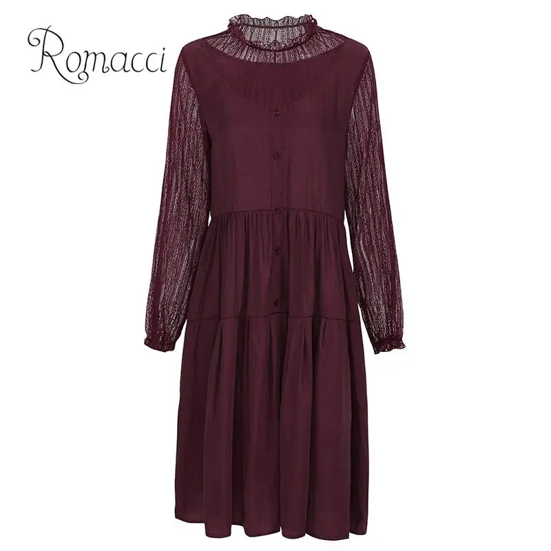 Romacci Elegant Women Loose Dress Lace Splice Ruffle Long Sleeves Korean Style Dress O Neck High Waist Pleated Mini Party Dress
Romacci Elegant Women Loose Dress Lace Splice Ruffle Long Sleeves Korean Style Dress O Neck High Waist Pleated Mini Party Dress